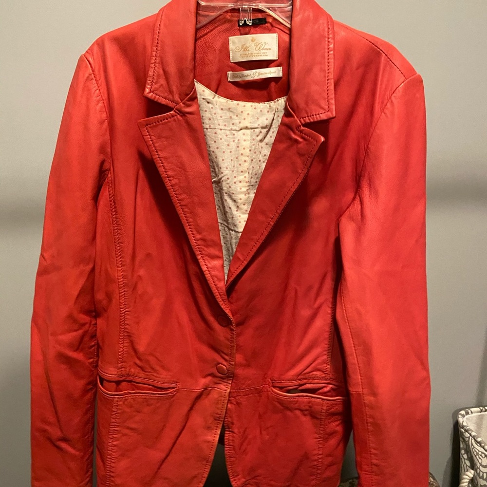 Coral Leather Blazer (barely worn)